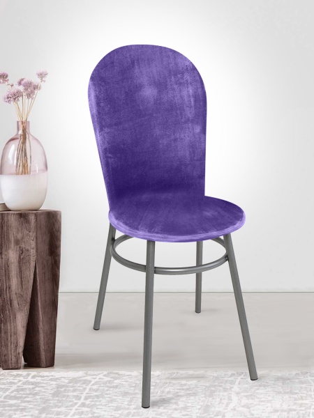 Чехол на венский стул Бруклин с круглым сиденьем фиолетовый