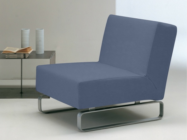 Чехол на кресло без подлокотников Бруклин серо-синий