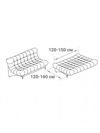 Чехол на 2м диван без подлокотников Бруклин серый