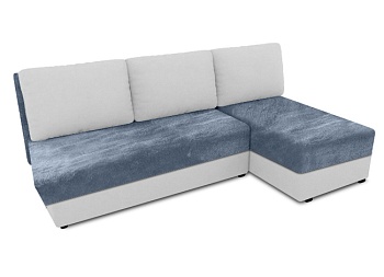 Чехол на угловой диван евро-книжку без подлокотников Бруклин серо-синий