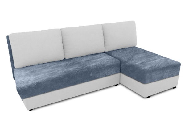 Чехол на угловой диван евро-книжку без подлокотников Бруклин серо-синий