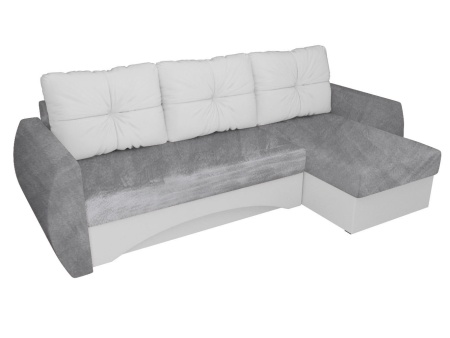 Чехол на угловой диван евро-книжку с подлокотниками Бруклин светло-серый