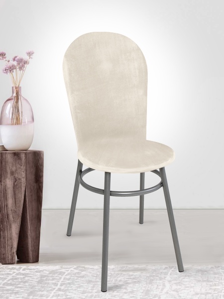 Чехол на венский стул Бруклин с круглым сиденьем молочно-бежевый