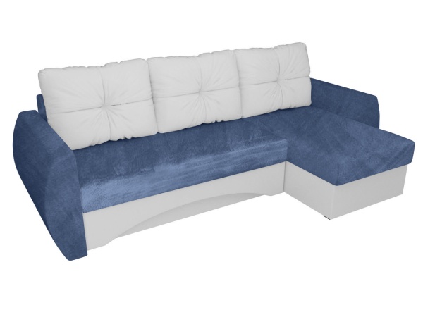 Чехол на угловой диван евро-книжку с подлокотниками Бруклин серо-синий