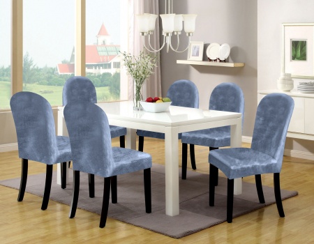 Набор из 6-ти чехлов на стулья с округлой спинкой Бруклин серо-синий