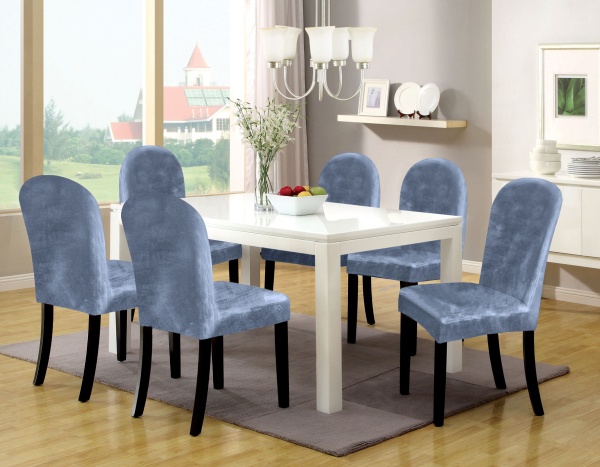 Набор из 6-ти чехлов на стулья с округлой спинкой Бруклин серо-синий