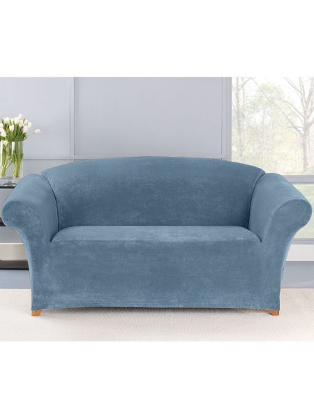 Чехол на 3м диван Бруклин серо-голубой